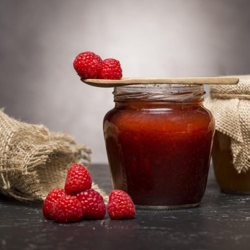 front-view-raspberry-jam-jars